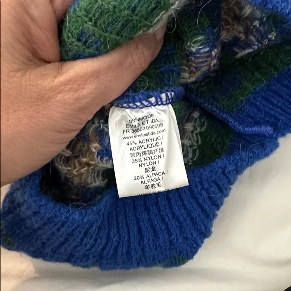 NWT Emile et Ida girls Floral Blue And White Daisy sweater - Picture 3 of 4